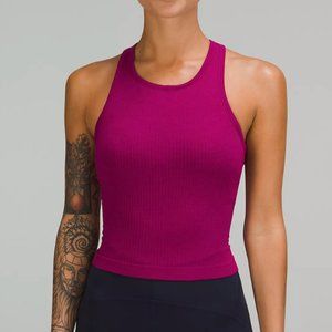 NWT LULULEMON Ebb to Street Cropped Racerback Tank Color Magenta Purple Size 8